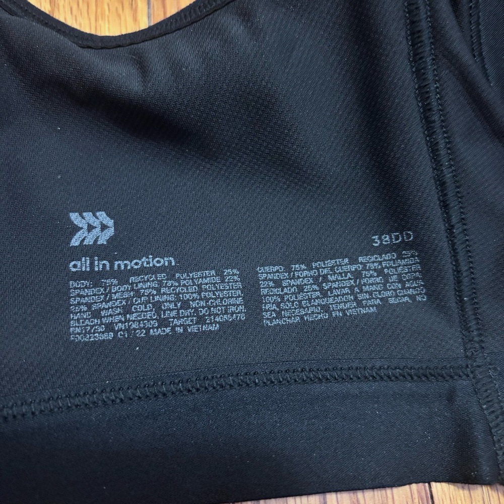 All In Motion 38DD Sports Bra Wireless Black - Picture 6 of 6